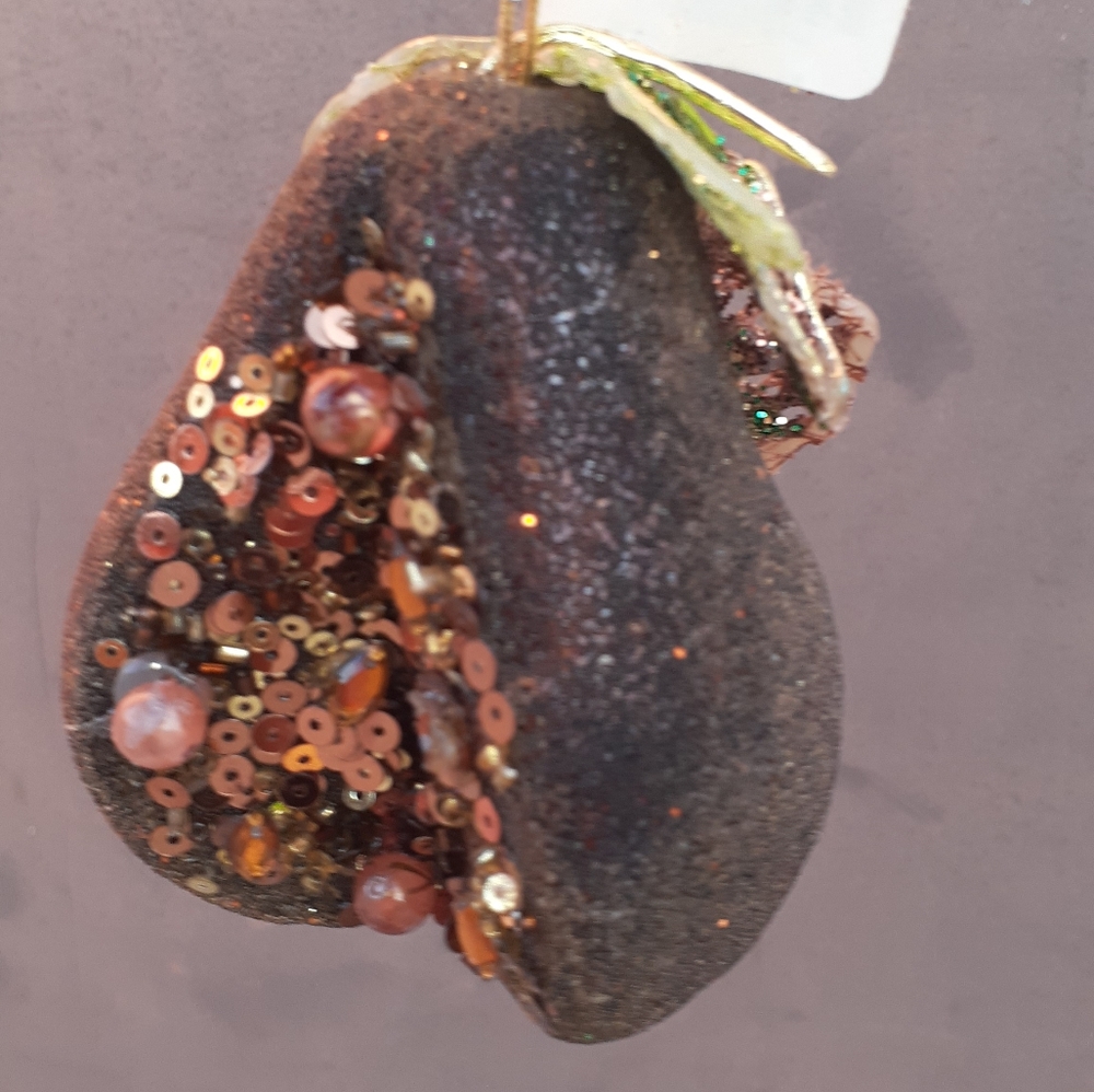 3 HANDMADE SPARKLING sequin PEAR Christmas ornament NEW TAGS